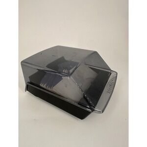 Vintage Rolodex Desktop Card File Organizer Smoke Tinted Flip Top Cover Black